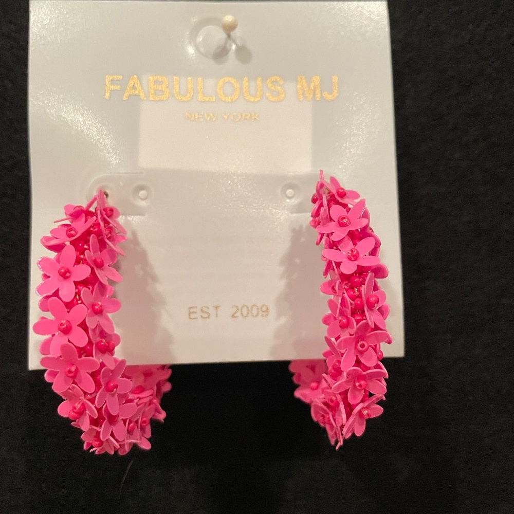 Pink Floral Applique Earrings